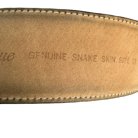 Saks Fifth Avenue Navy Blue Genuine Snakeskin Wide Waist Belt Size M Vintage - Picture 8 of 10